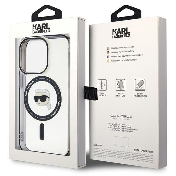 MagSafe cover til Apple iPhone 15 Pro Max, Karl Lagerfeld, IML Karl's Head, Gennemsigtig