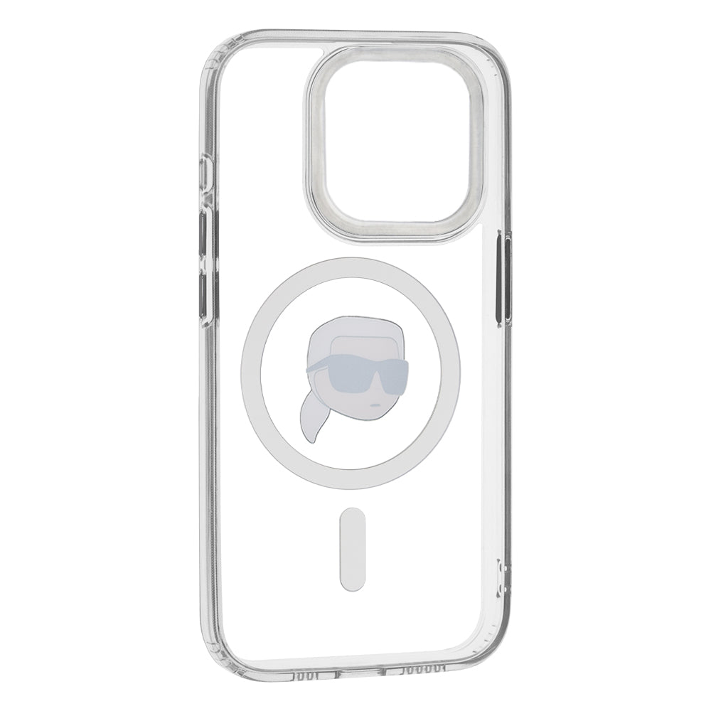 MagSafe cover til Apple iPhone 15 Pro Max, Karl Lagerfeld, IML Metal Karl's Head, Hvid
