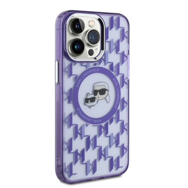 MagSafe cover til Apple iPhone 15 Pro Max, Karl Lagerfeld, IML Monogram Karl & Choupette's Heads, Lilla