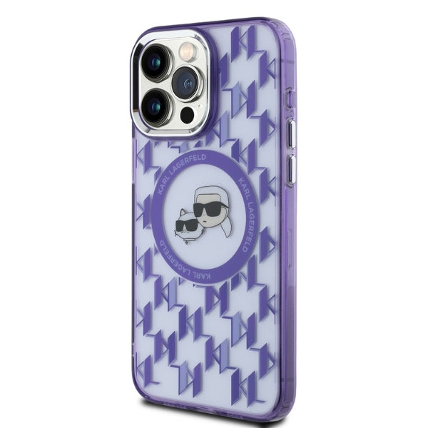 MagSafe cover til Apple iPhone 15 Pro Max, Karl Lagerfeld, IML Monogram Karl & Choupette's Heads, Lilla