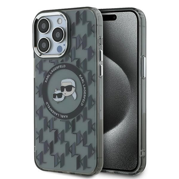 MagSafe cover til Apple iPhone 15 Pro Max, Karl Lagerfeld, IML Monogram Karl & Choupette's Heads, Sort