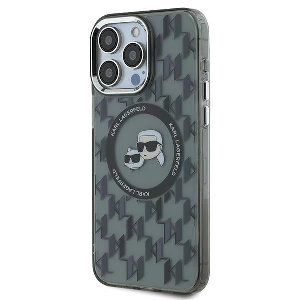 MagSafe cover til Apple iPhone 15 Pro Max, Karl Lagerfeld, IML Monogram Karl & Choupette's Heads, Sort