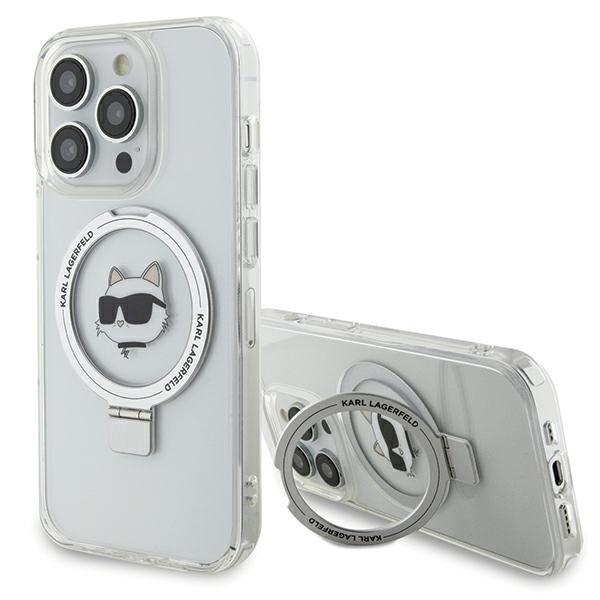 MagSafe cover til Apple iPhone 15 Pro Max, Karl Lagerfeld, Ring Stand Choupette's Head, Hvid