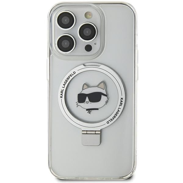 MagSafe cover til Apple iPhone 15 Pro Max, Karl Lagerfeld, Ring Stand Choupette's Head, Hvid