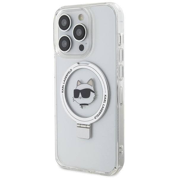 MagSafe cover til Apple iPhone 15 Pro Max, Karl Lagerfeld, Ring Stand Choupette's Head, Hvid