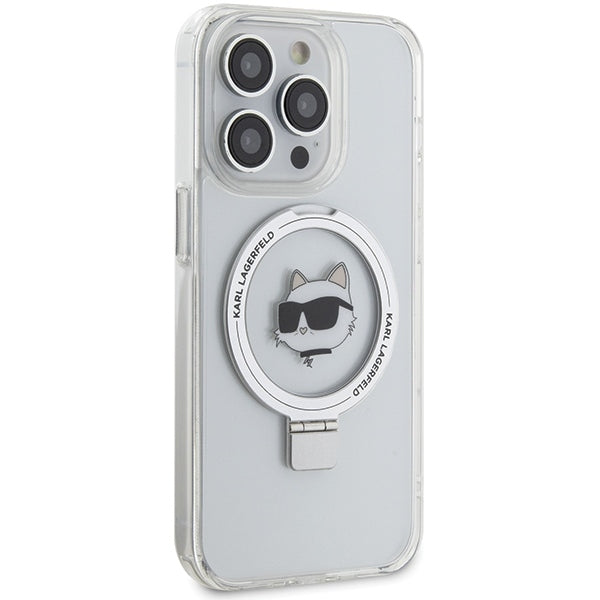 MagSafe cover til Apple iPhone 15 Pro Max, Karl Lagerfeld, Ring Stand Choupette's Head, Hvid