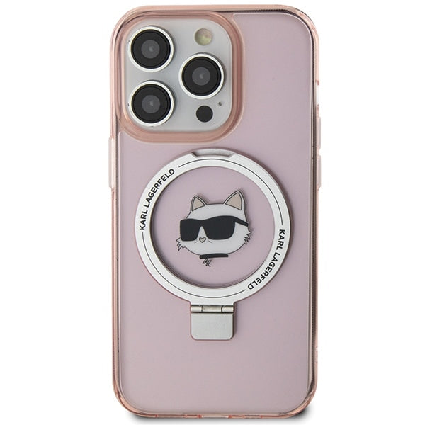 MagSafe cover til Apple iPhone 15 Pro Max, Karl Lagerfeld, Ring Stand Choupette's Head, Pink