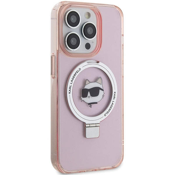 MagSafe cover til Apple iPhone 15 Pro Max, Karl Lagerfeld, Ring Stand Choupette's Head, Pink