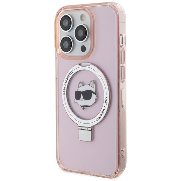 MagSafe cover til Apple iPhone 15 Pro Max, Karl Lagerfeld, Ring Stand Choupette's Head, Pink