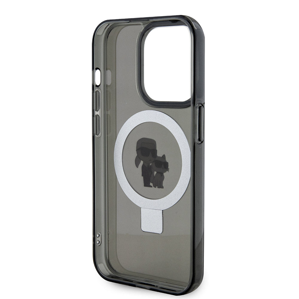 MagSafe cover til Apple iPhone 15 Pro Max, Karl Lagerfeld, Ring Stand Karl & Choupette, Sort