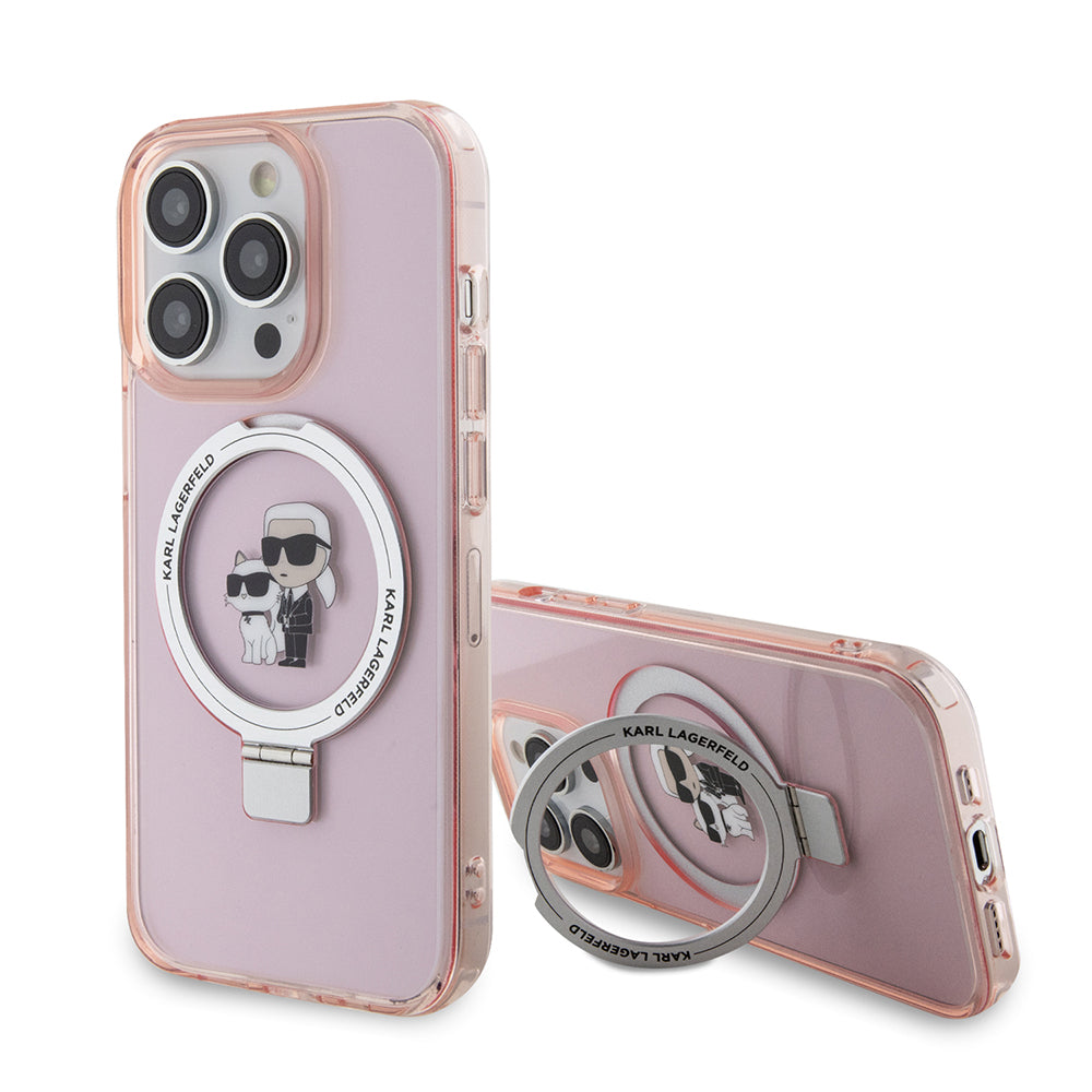 MagSafe cover til Apple iPhone 15 Pro Max, Karl Lagerfeld, Ring Stand Karl & Choupette, Pink