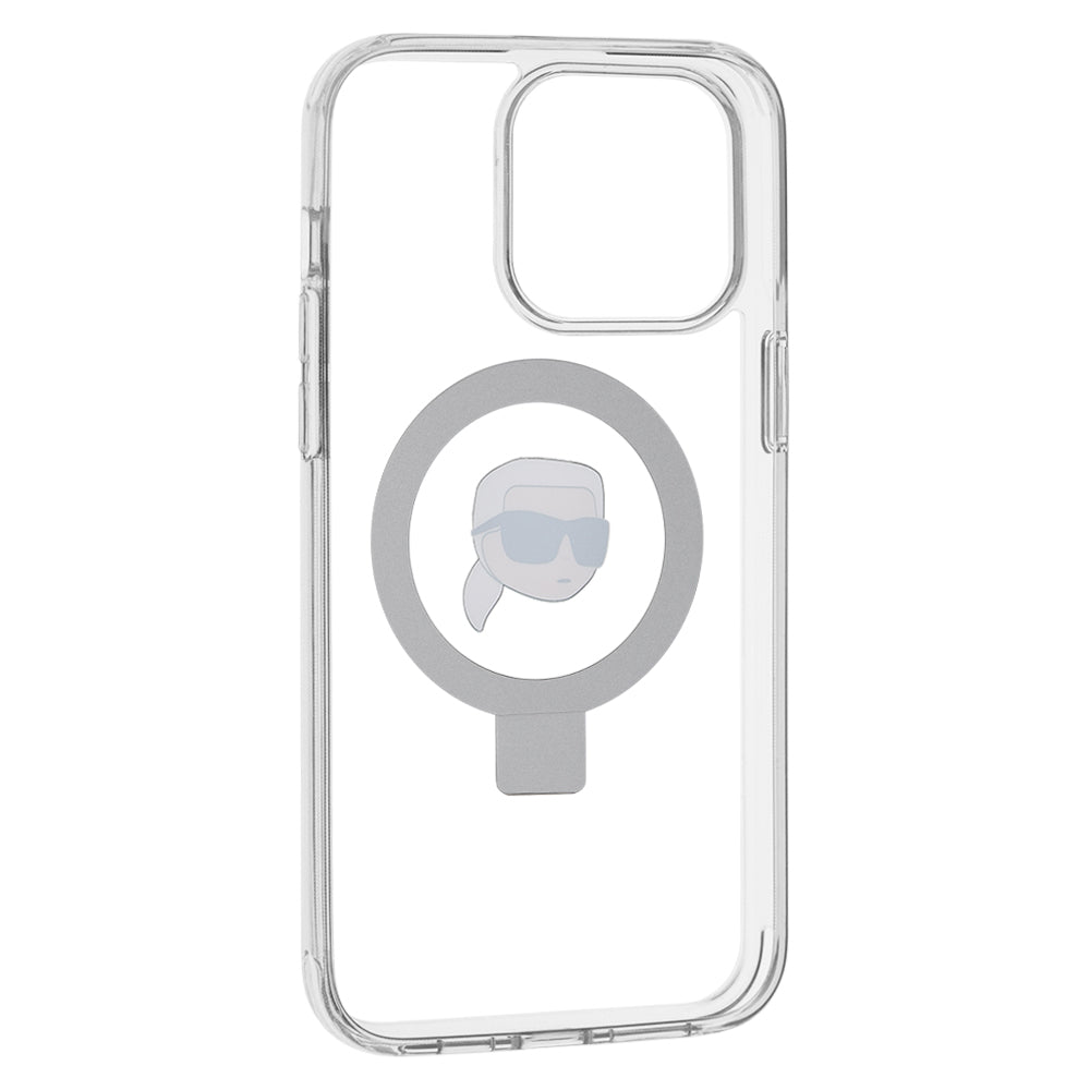 MagSafe cover til Apple iPhone 15 Pro Max, Karl Lagerfeld, Ring Stand Karl's Head, Hvid