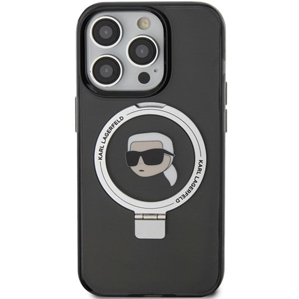 MagSafe cover til Apple iPhone 15 Pro Max, Karl Lagerfeld, Ring Stand Karl's Head, Sort