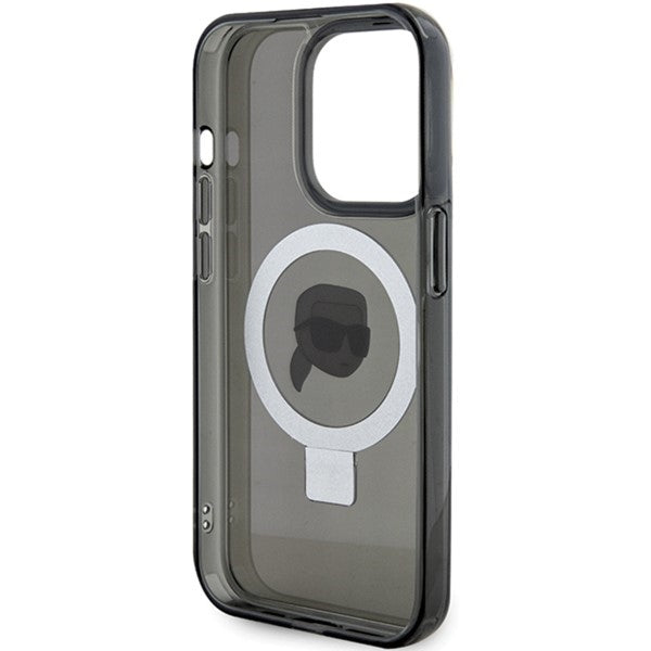 MagSafe cover til Apple iPhone 15 Pro Max, Karl Lagerfeld, Ring Stand Karl's Head, Sort