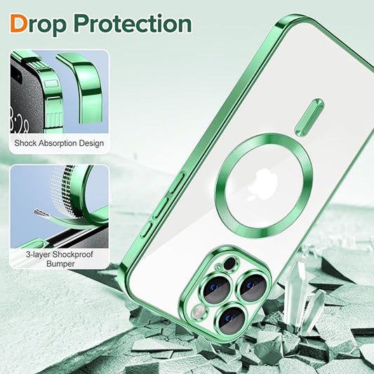 MagSafe-etui til Apple iPhone 15 Pro Max, Techsuit, Luxury Crystal, Lysegrøn