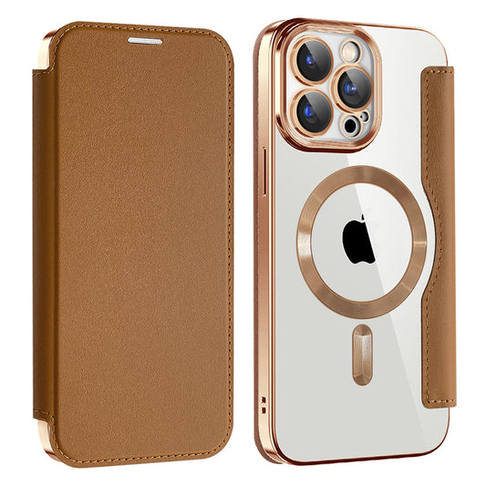 MagSafe-etui til Apple iPhone 15 Pro Max, Techsuit, SmartMag Book, Brun