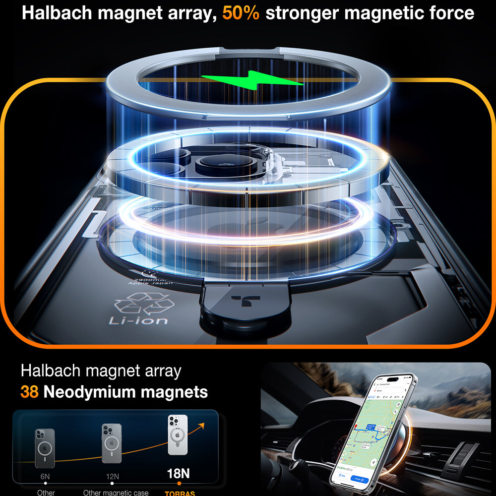 MagSafe-etui til Apple iPhone 15 Pro Max, Torras, Ostand, Transparent