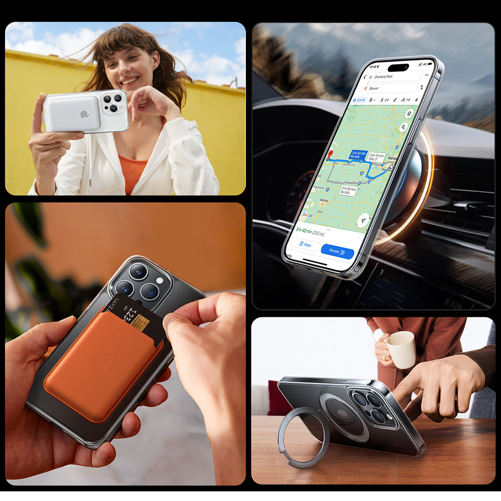 MagSafe-etui til Apple iPhone 15 Pro Max, Torras, Ostand, Transparent