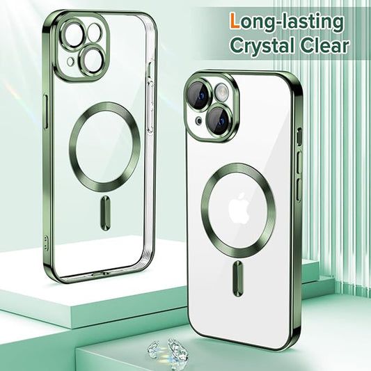 MagSafe-etui til Apple iPhone 15, Techsuit, Luxury Crystal, Mørkegrøn