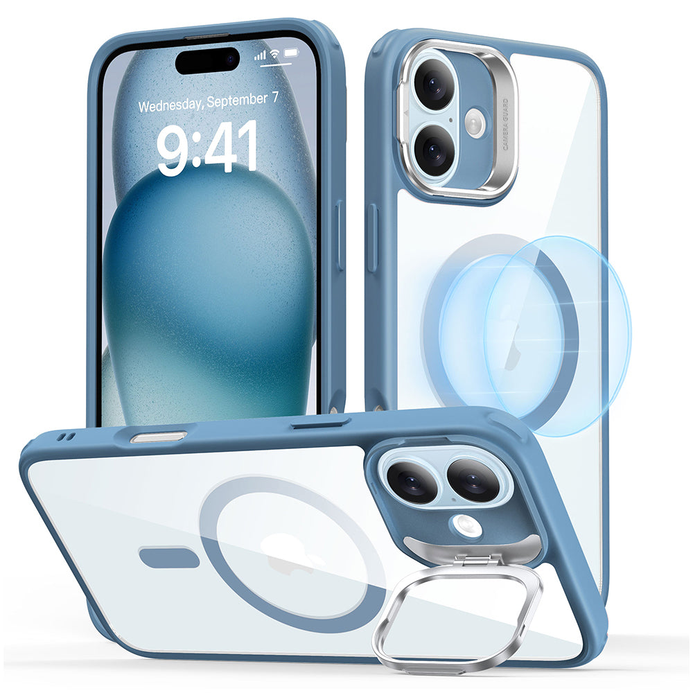 MagSafe cover til Apple iPhone 16, ESR, Classic Hybrid Kickstand, Transparent Blå