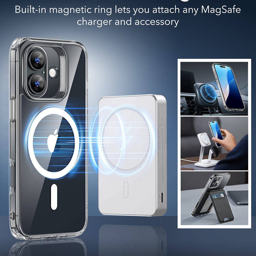 MagSafe cover til Apple iPhone 16, ESR, Classic Hybrid, Transparent