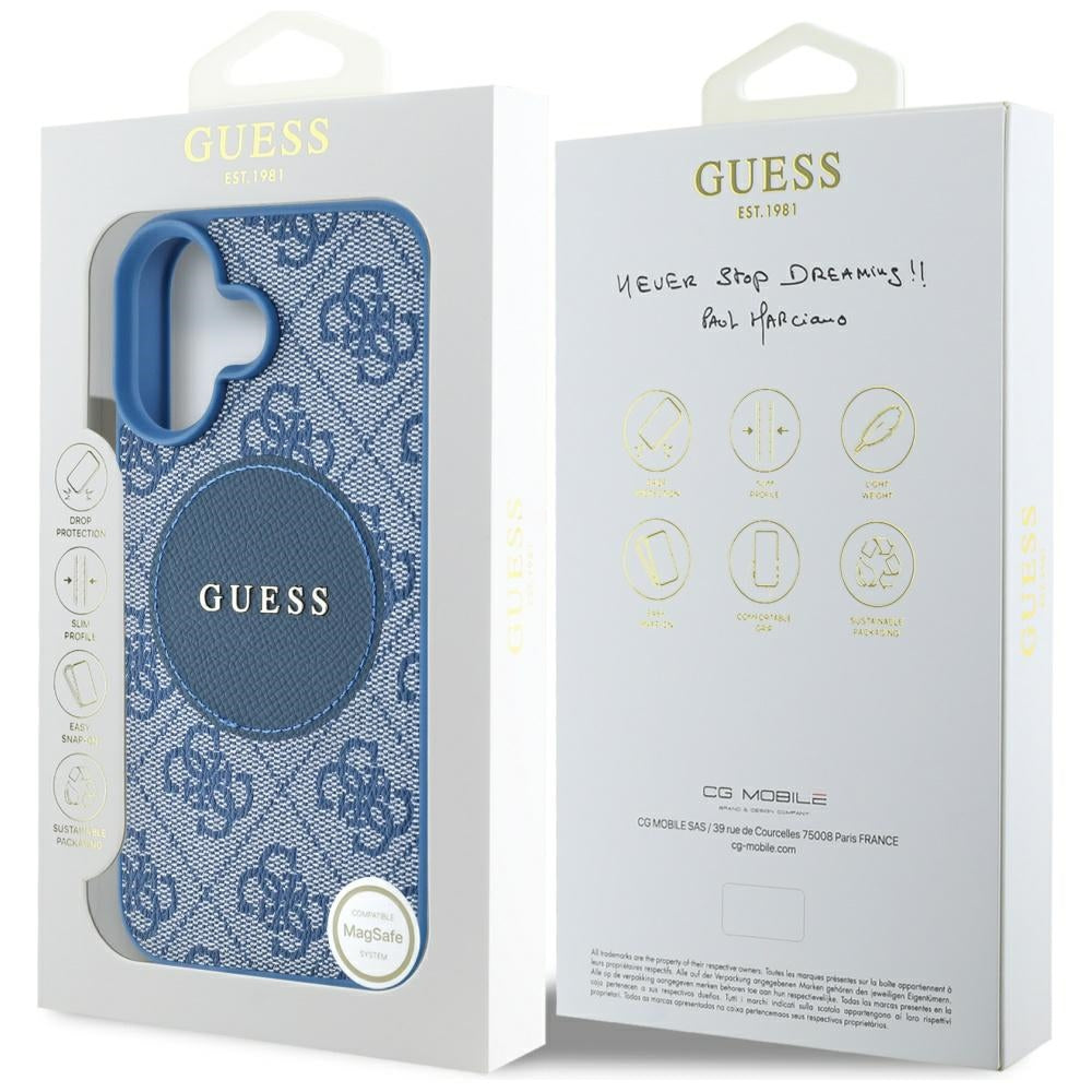 MagSafe cover til Apple iPhone 16, Guess, 4G Circle Classic Logo, Blå