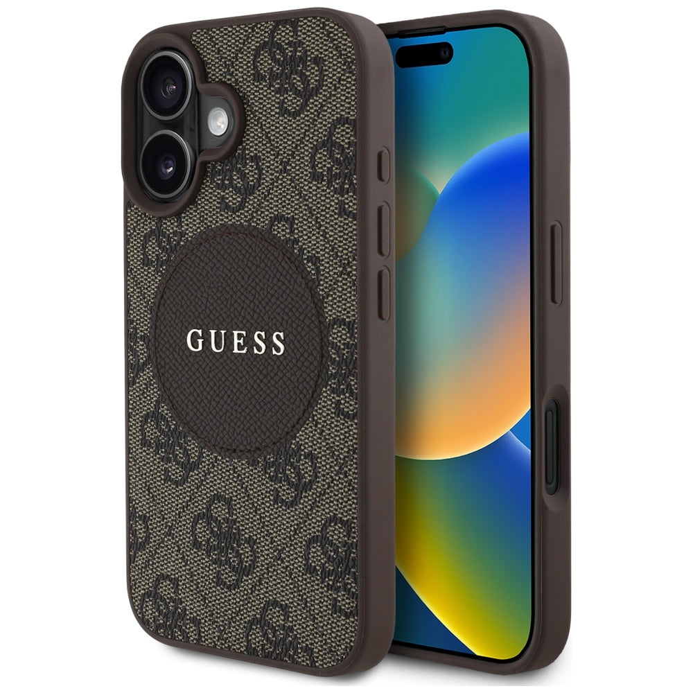 MagSafe cover til Apple iPhone 16, Guess, 4G Circle Classic Logo, Brun