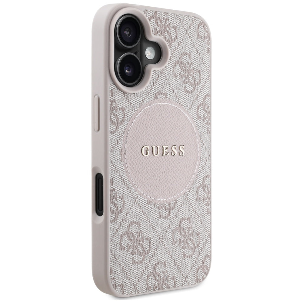 MagSafe Case for Apple iPhone 16, Guess, 4G Circle Classic Logo, Pink