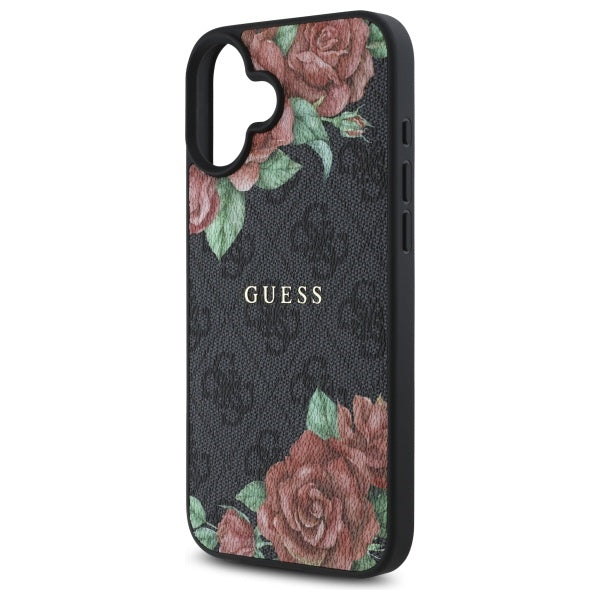 MagSafe cover til Apple iPhone 16, Guess, 4G Flowers Print, Sort