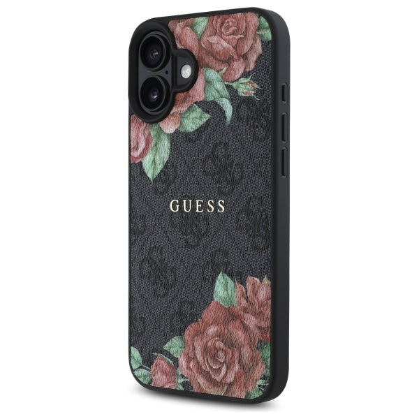 MagSafe cover til Apple iPhone 16, Guess, 4G Flowers Print, Sort