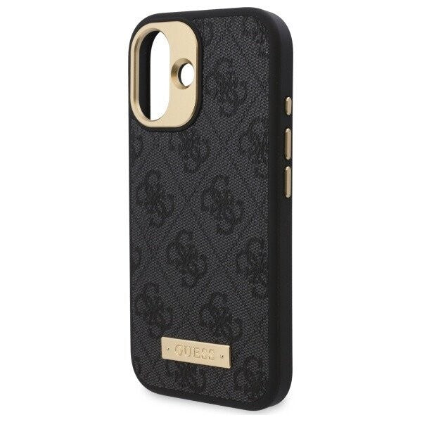 MagSafe cover til Apple iPhone 16, Guess, 4G Logo Plate, Sort