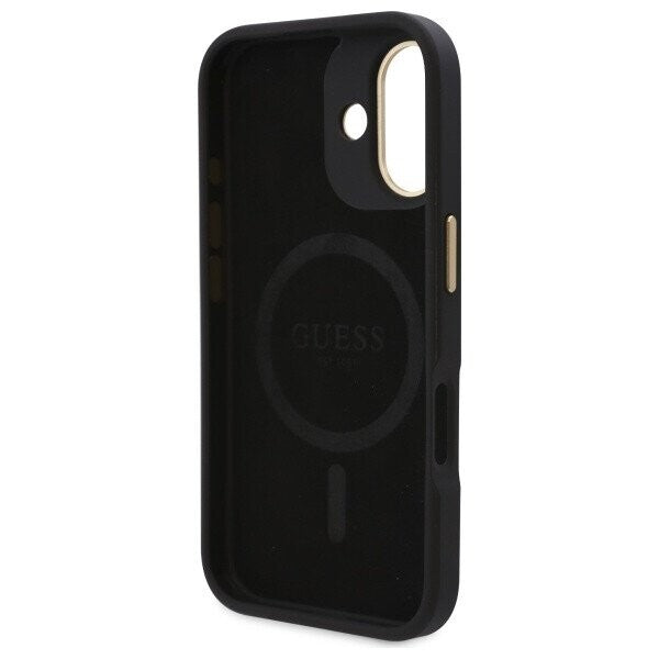 MagSafe cover til Apple iPhone 16, Guess, 4G Logo Plate, Sort