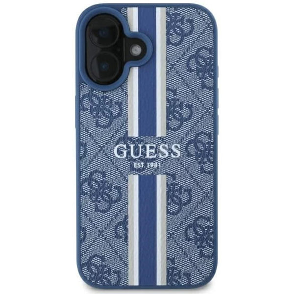 MagSafe cover til Apple iPhone 16, Guess, 4G Printed Stripes, Blå
