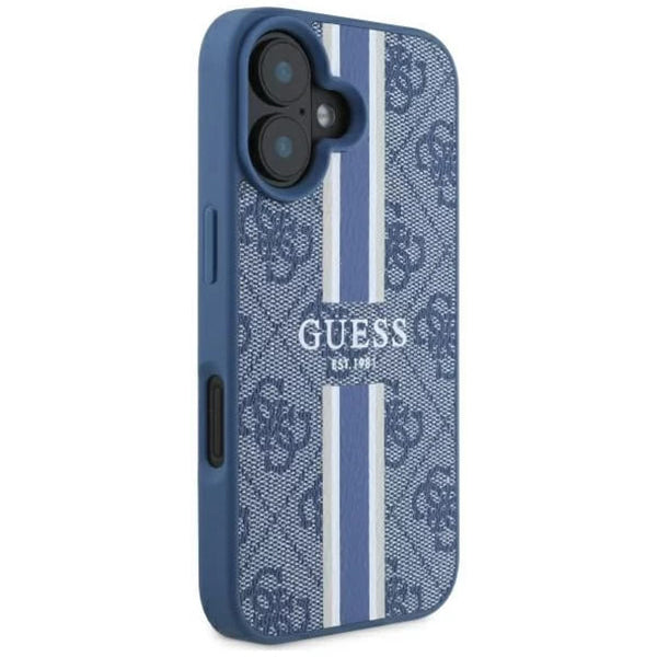 MagSafe cover til Apple iPhone 16, Guess, 4G Printed Stripes, Blå