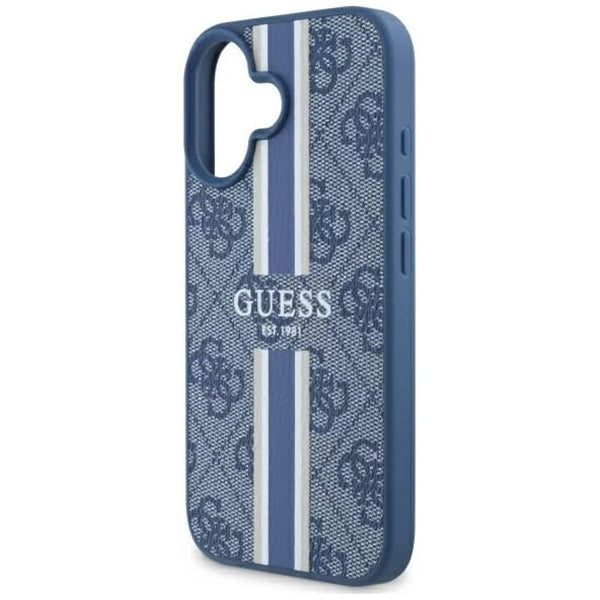 MagSafe cover til Apple iPhone 16, Guess, 4G Printed Stripes, Blå