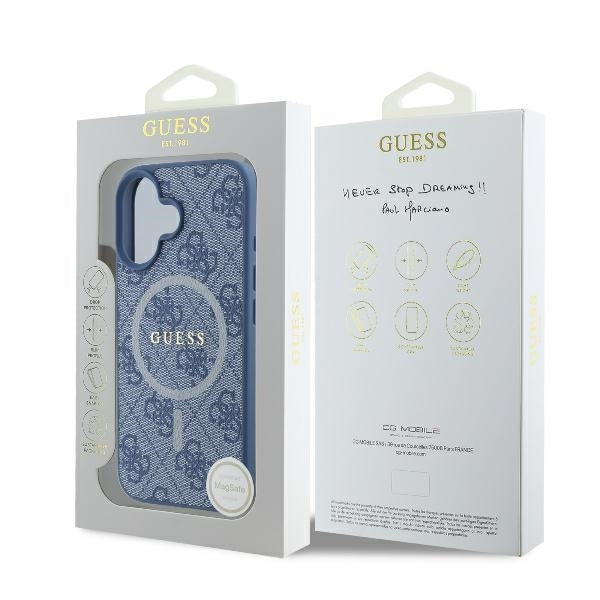 MagSafe cover til Apple iPhone 16, Guess, 4G Ring Classic Logo, Blå