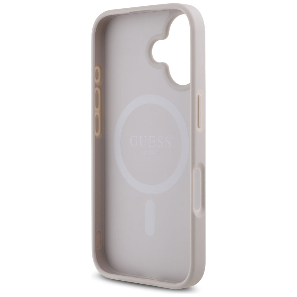 MagSafe Case for Apple iPhone 16, Guess, 4G Small and Classic Logo, Pink