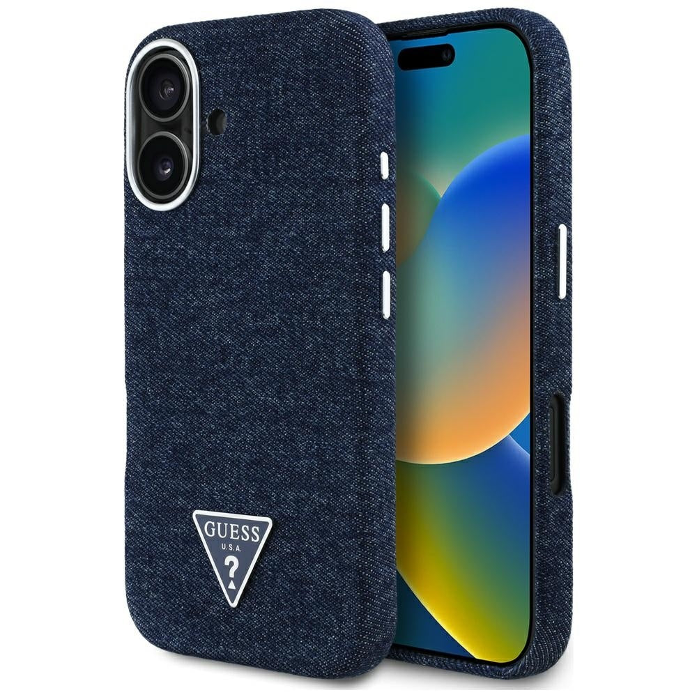 MagSafe cover til Apple iPhone 16, Guess, Denim Triangle Logo, Blå