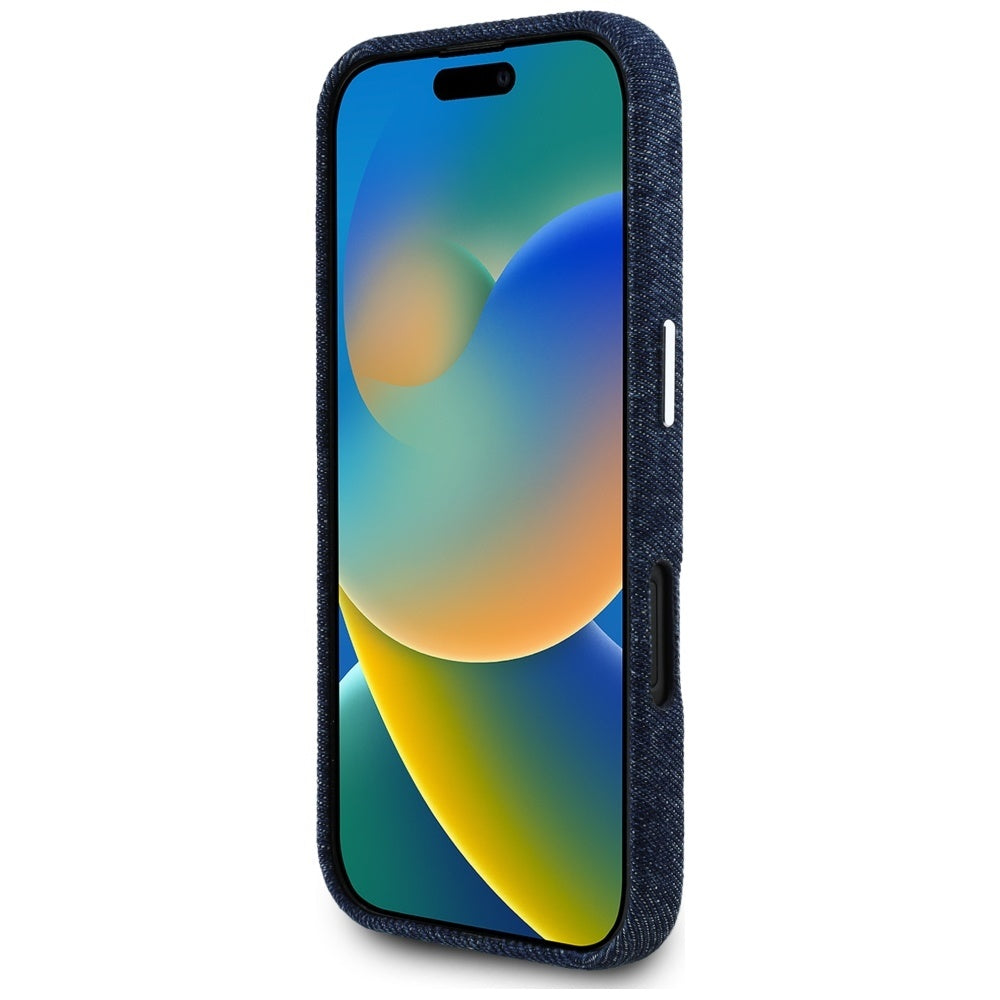 MagSafe cover til Apple iPhone 16, Guess, Denim Triangle Logo, Blå