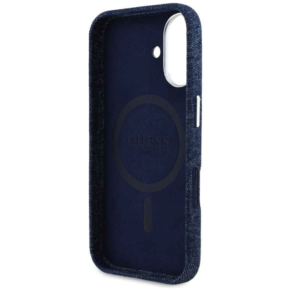 MagSafe cover til Apple iPhone 16, Guess, Denim Triangle Logo, Blå