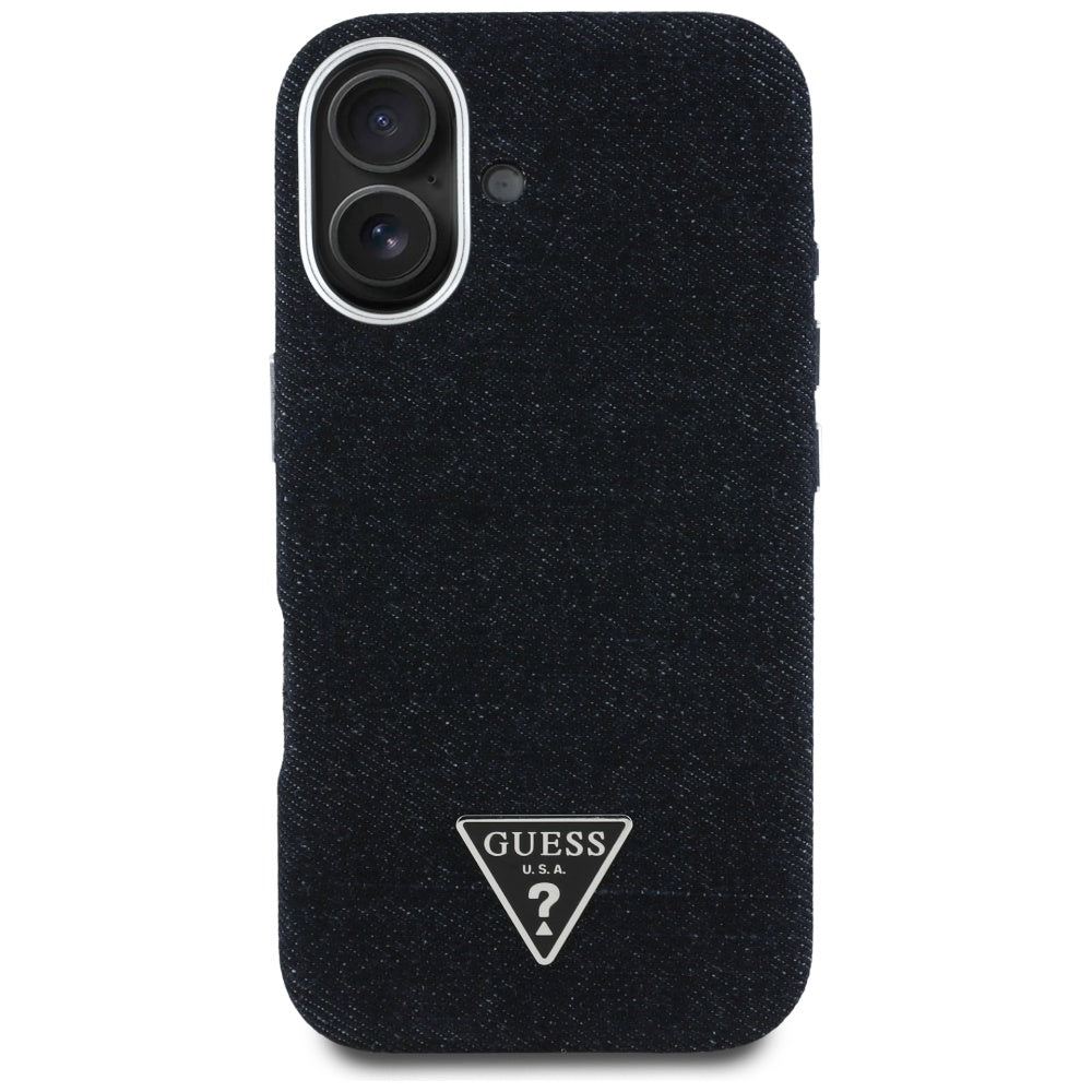 MagSafe cover til Apple iPhone 16, Guess, Denim Triangle Logo, Sort