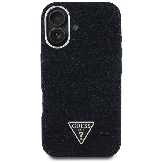 MagSafe cover til Apple iPhone 16, Guess, Denim Triangle Logo, Sort