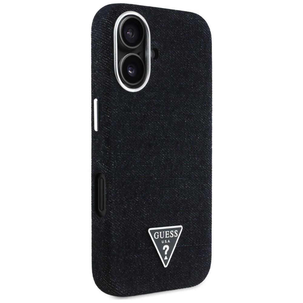 MagSafe cover til Apple iPhone 16, Guess, Denim Triangle Logo, Sort