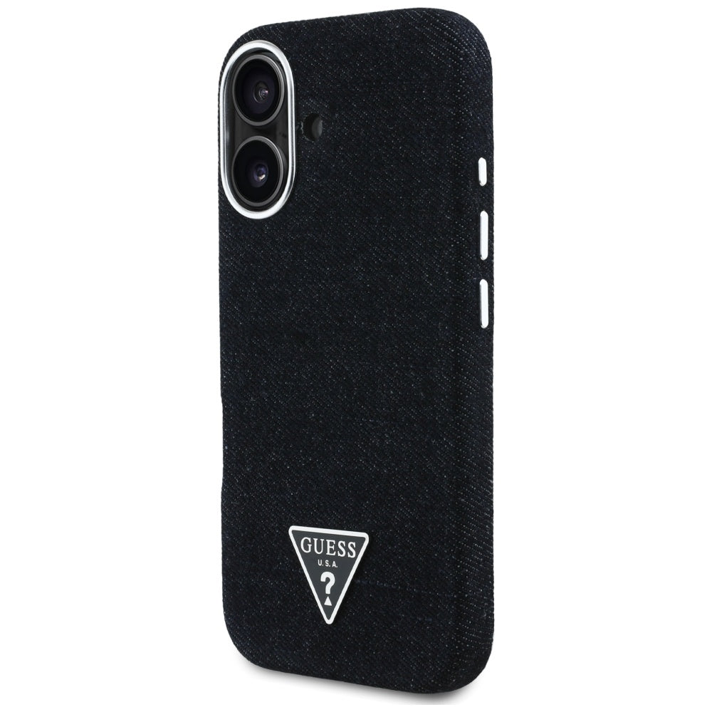 MagSafe cover til Apple iPhone 16, Guess, Denim Triangle Logo, Sort