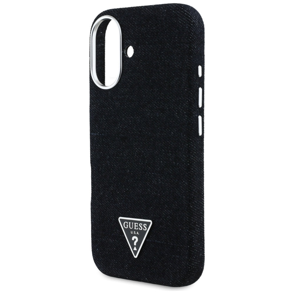MagSafe cover til Apple iPhone 16, Guess, Denim Triangle Logo, Sort