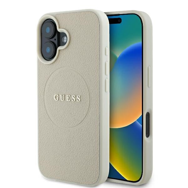 MagSafe cover til Apple iPhone 16, Guess, Grained Gold Ring, Beige