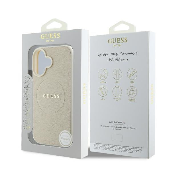 MagSafe cover til Apple iPhone 16, Guess, Grained Gold Ring, Beige