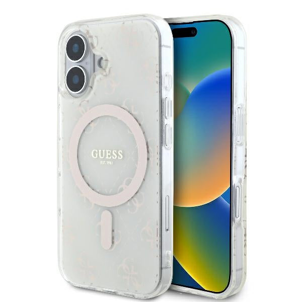 MagSafe cover til Apple iPhone 16, Guess, IML 4G Background, Hvid
