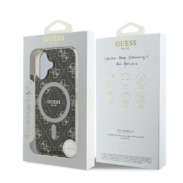 MagSafe cover til Apple iPhone 16, Guess, IML 4G Background, Brun