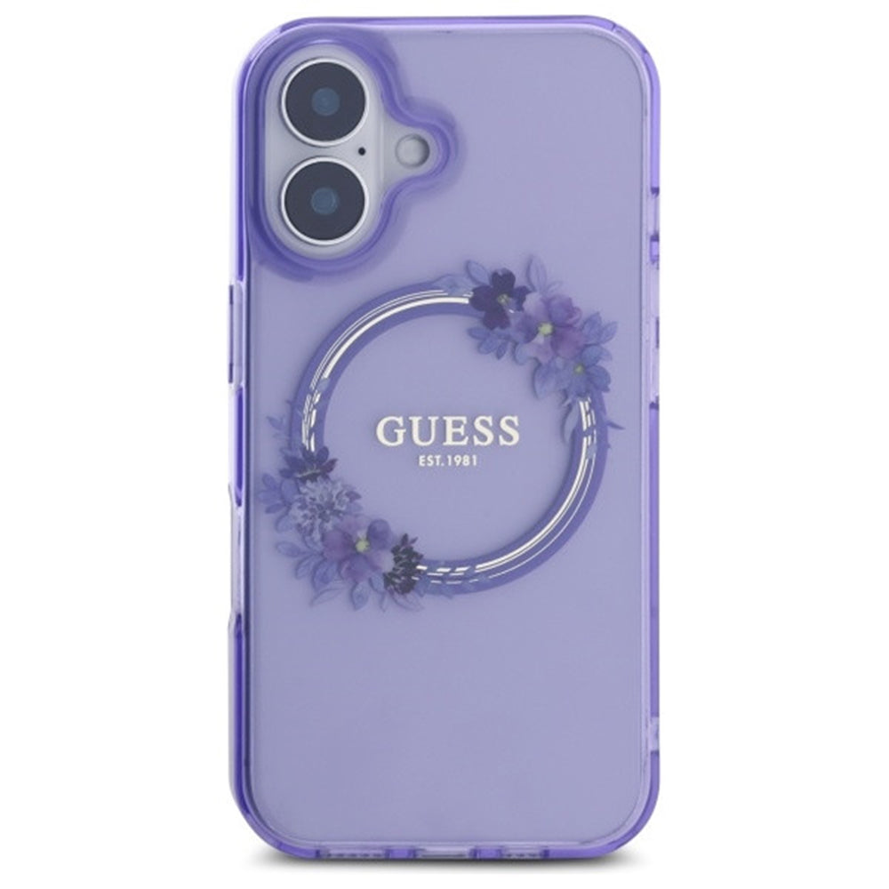 MagSafe cover til Apple iPhone 16, Guess, IML Flowers Wreath, Lilla